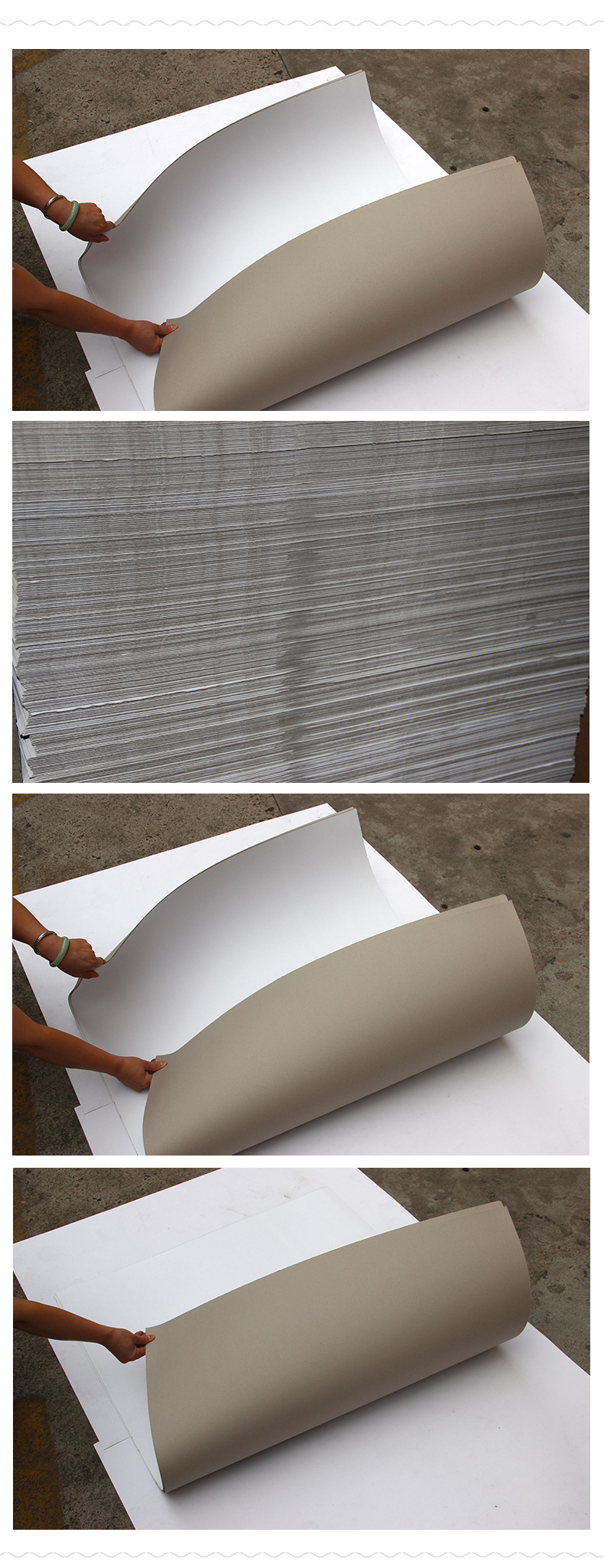 250-450g 灰底涂布白板纸 ab级白板纸服装纸衬板常州印刷纸板加工