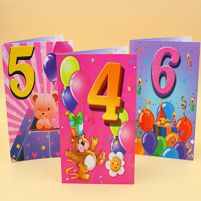创意贺卡通卡祝福卡生日卡万用通用卡1至10岁卡厂家直销批发