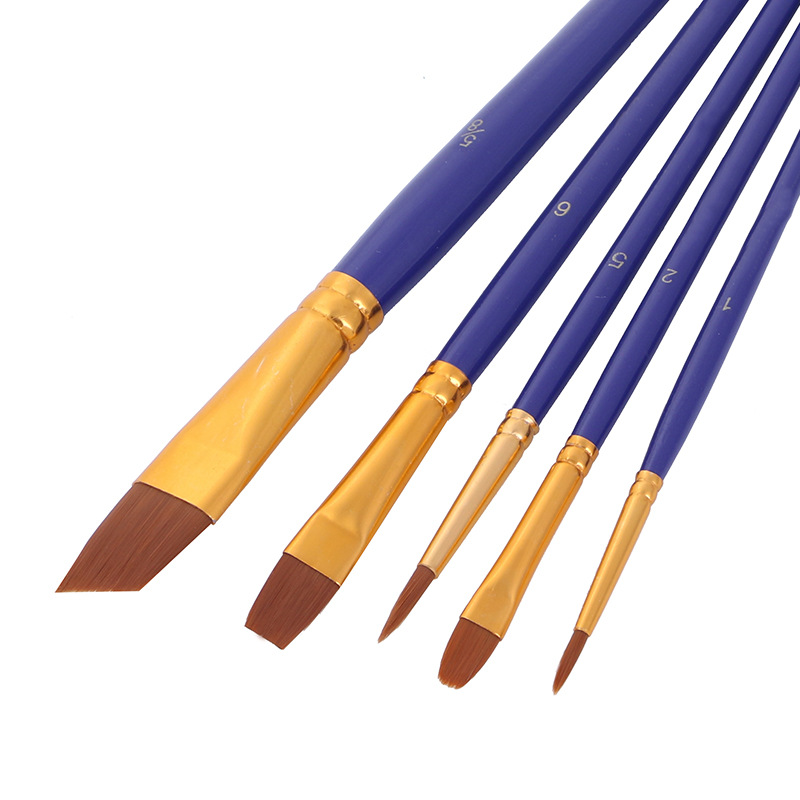 5支装圆锋狼毫画笔水粉画笔套装油画笔美术绘画笔学生练习画画