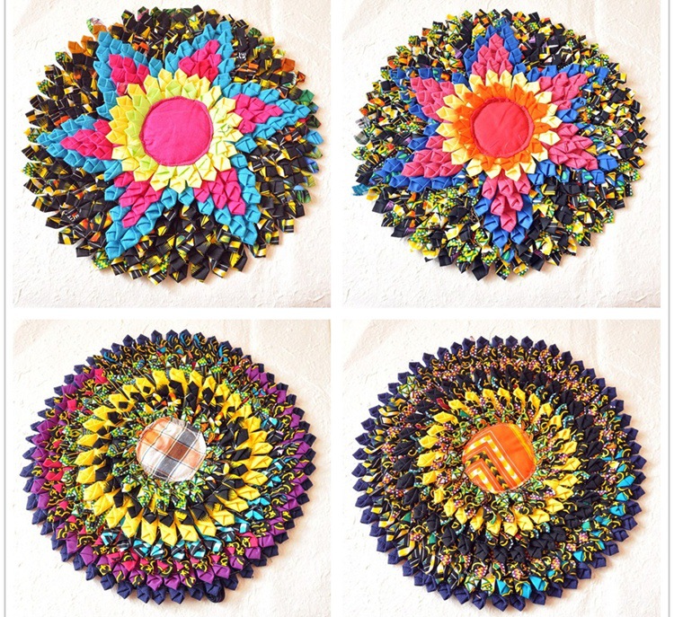 泰国拼花布艺座垫 沙发垫餐具隔热垫汽车座垫莲花地垫棉布