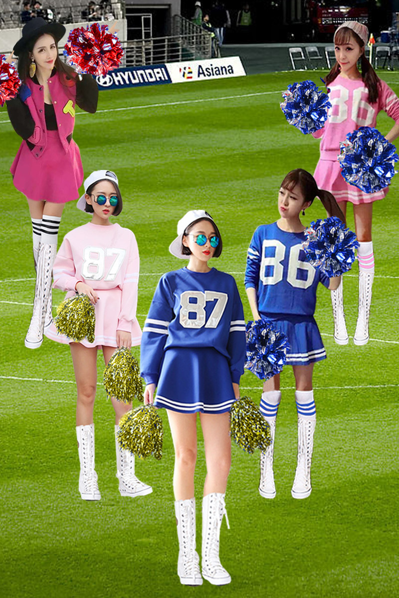 新款长袖啦啦操演出服短裙拉拉队服足球宝贝服装女现代成人健美操