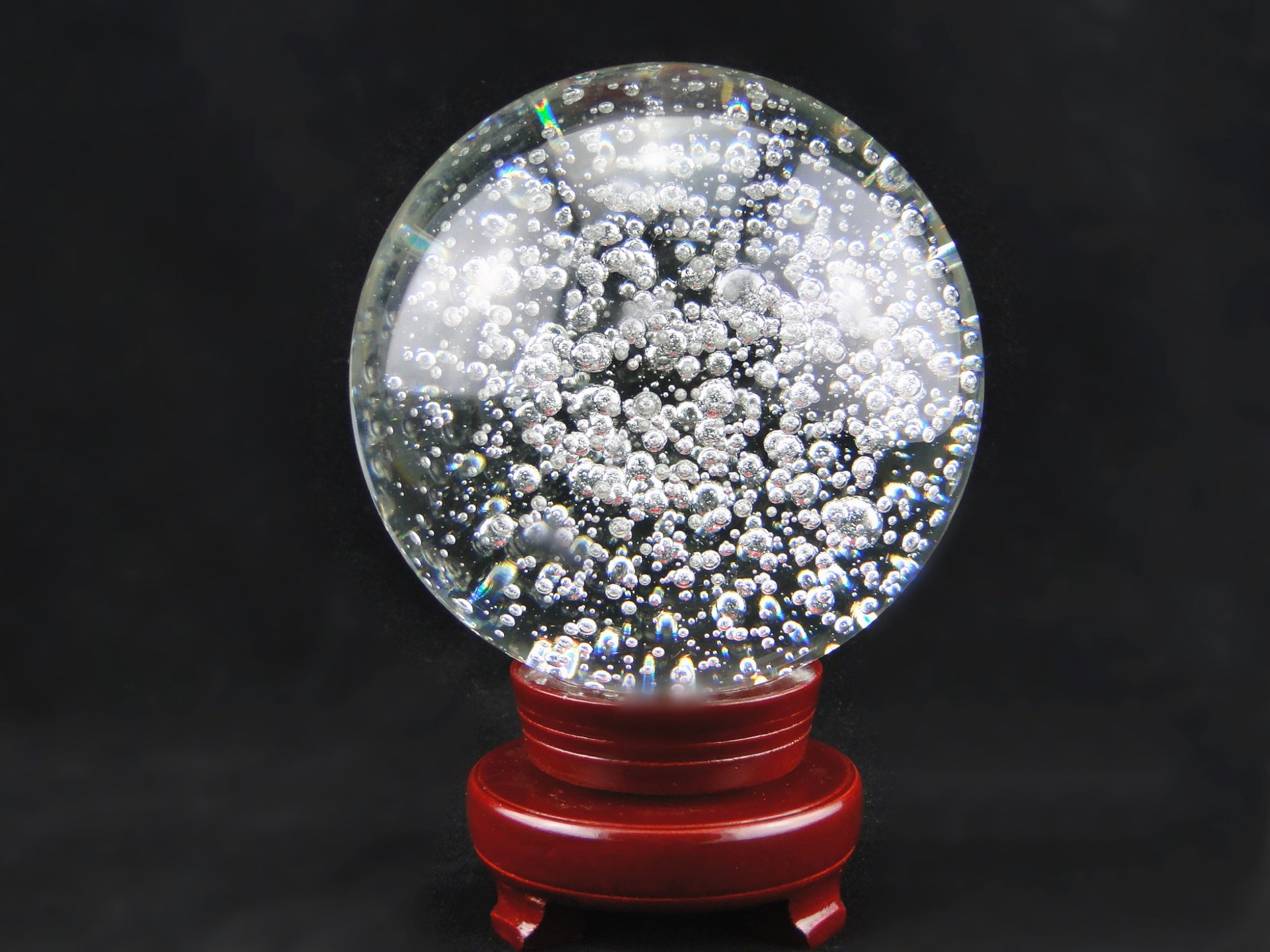 水晶球气泡玻璃球气泡球家装风水球透明色气泡均匀水晶工艺品摆件