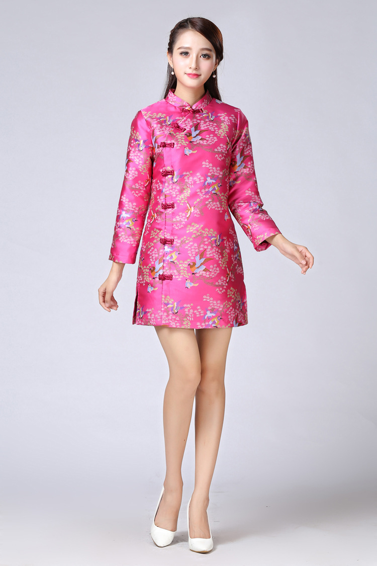 秋冬棉衣唐装女上衣外套改良复古长袖中式旗袍上衣中长款宴会装