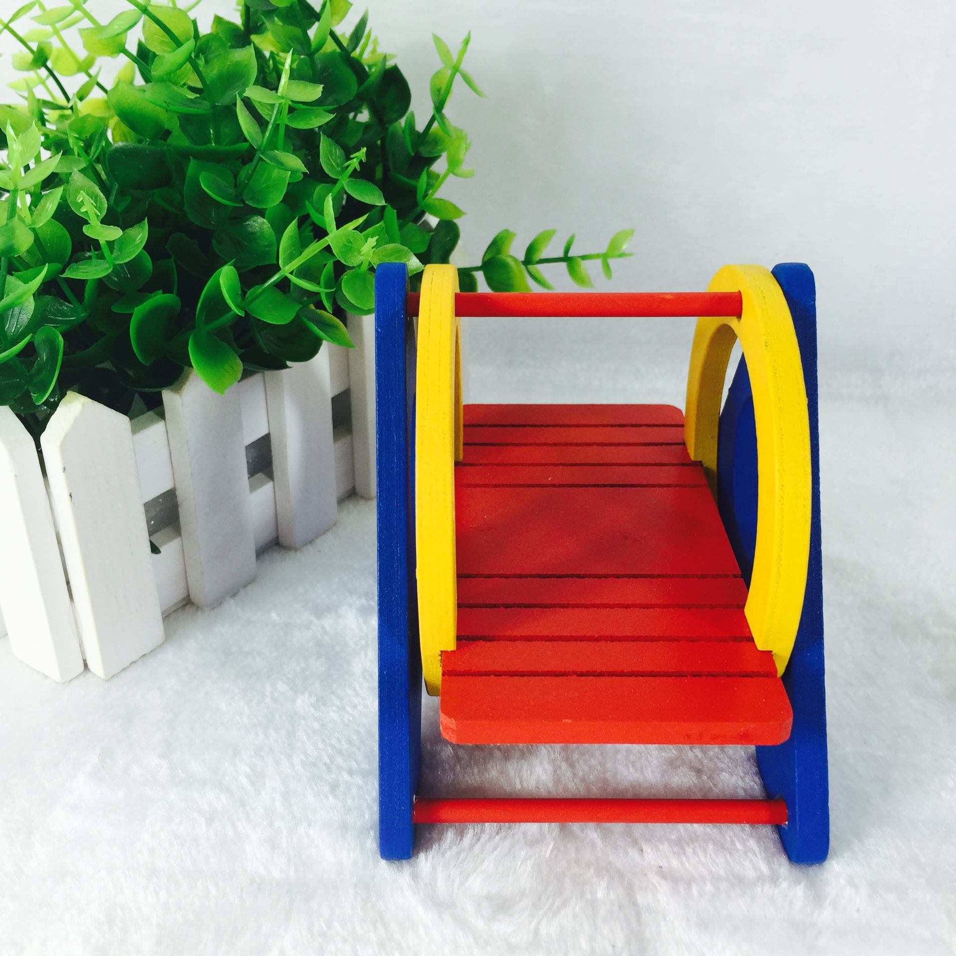 宠物仓鼠彩虹秋千 diy玩具 彩色落地秋千 仓鼠木质 玩具用品