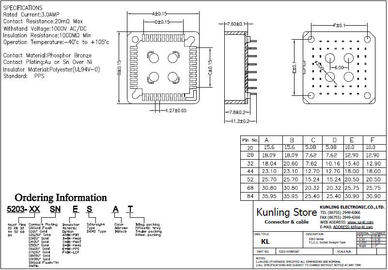 plcc 68p 直针 plcc插座 直