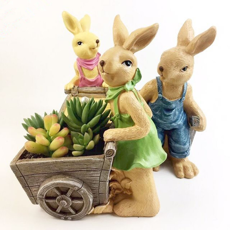 新款小兔子动物多肉植物花盆树脂大中号创意个性摆件 font color=red>