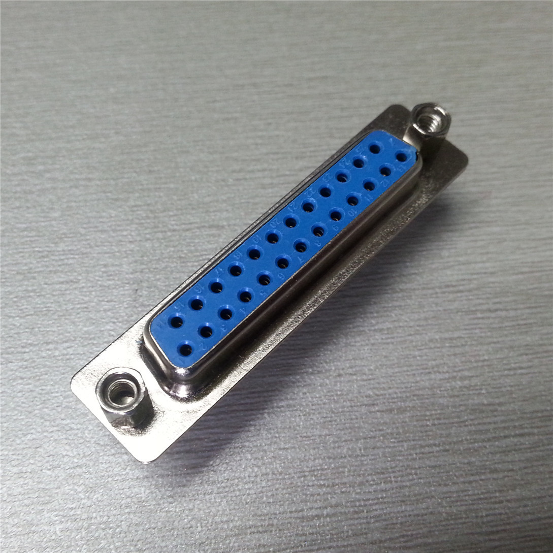 d-sub25p直插铆锁式母座 优联康db25孔并口电脑接口母头连接器