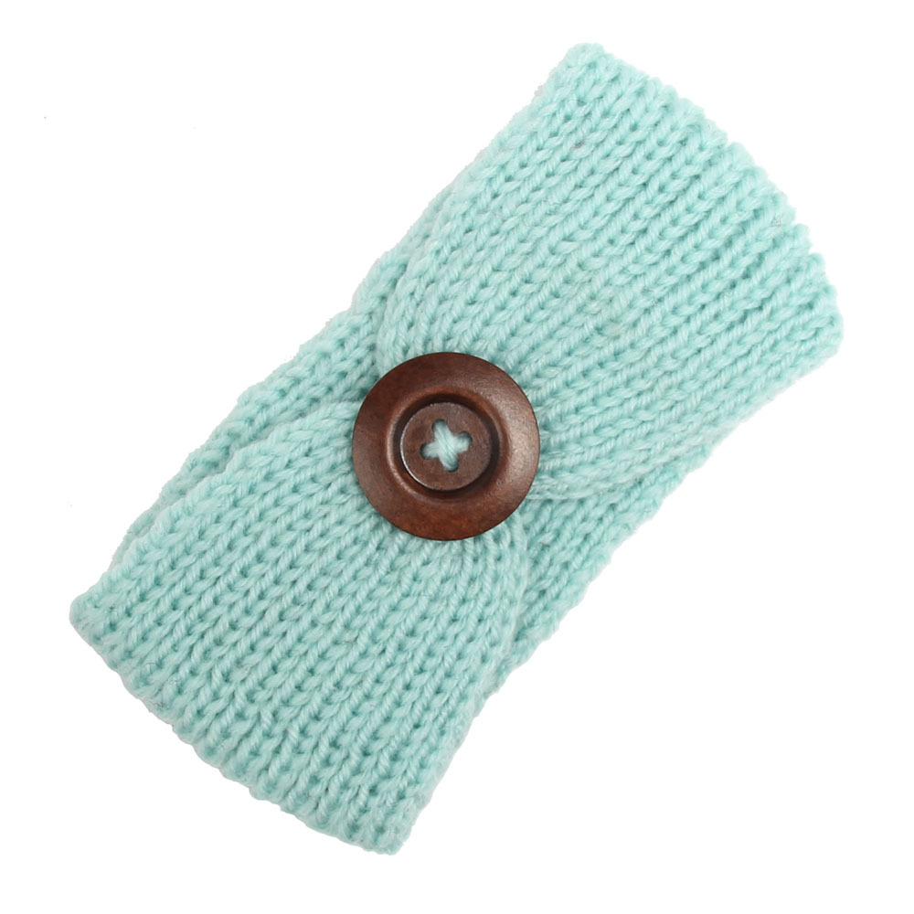 欧美秋冬新款婴儿头套 手工毛线编织宝宝头带 儿童大扣针织发带