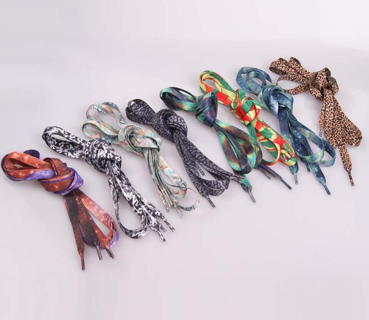 厂家定制 丝印字母花鞋带 1.0cm透明发光绳子可选 双层带子可定制