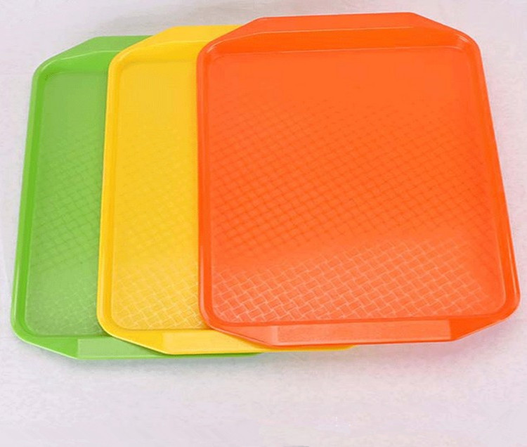 黑色塑料双耳托盘餐盘密胺彩色防滑托盘水盘快餐店端菜盘茶水盘