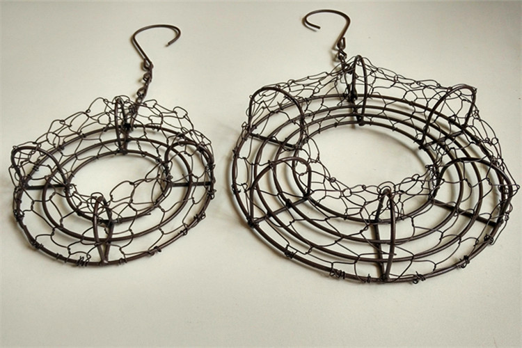 铁艺复古多肉花盆 铁丝花盆 圆形挂钩款铁丝花盆 新款 非陶瓷
