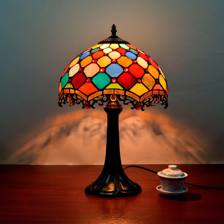 欧式创意婚庆送礼艺术玻璃蒂凡尼台灯美式彩