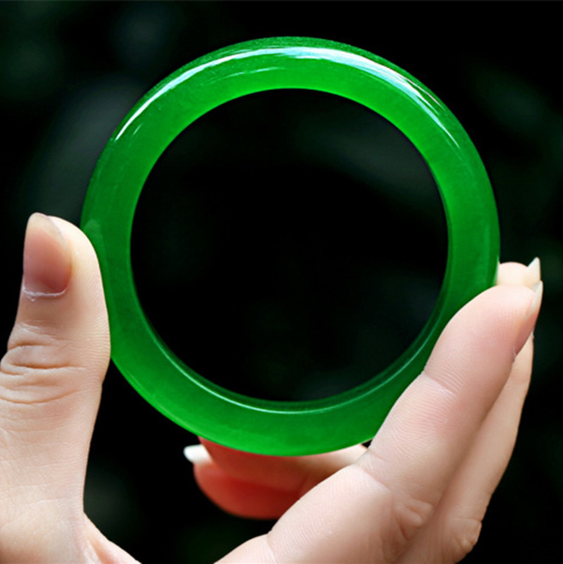 冰种碧绿翡翠玉手镯 碧绿色玉镯子 满绿手镯女款批发