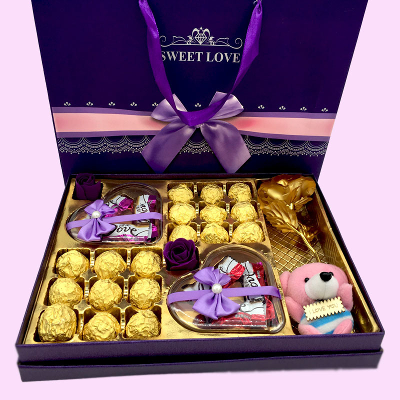 德芙巧克力礼盒装礼品装玫瑰花送女友七夕生日情人节礼物