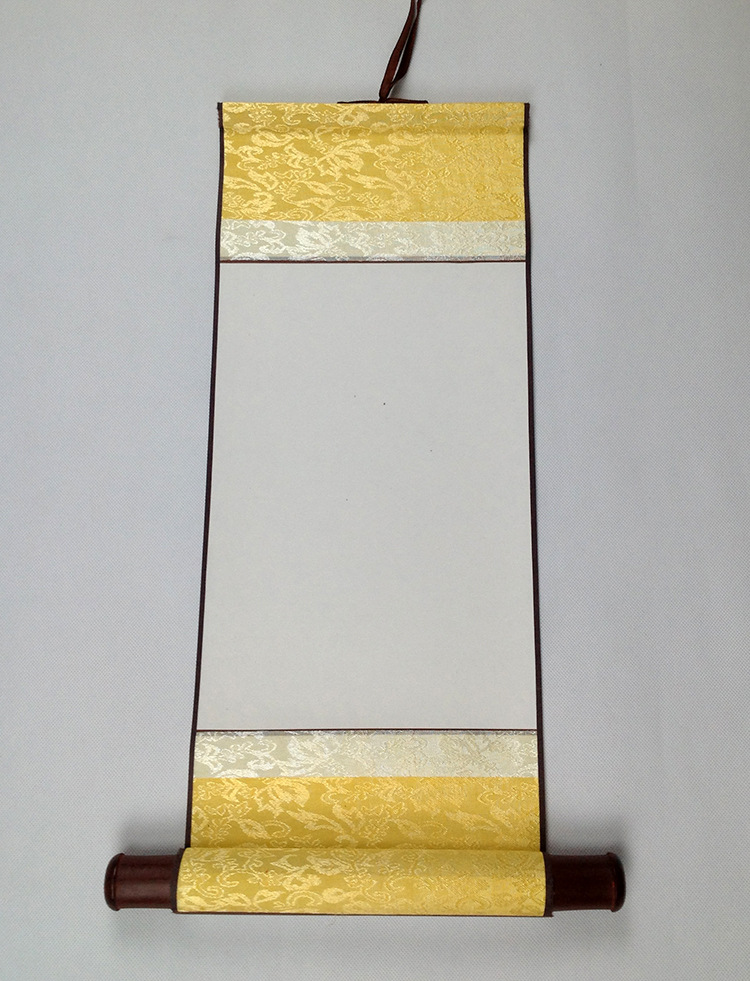 a4纸大小空白小卷轴 书画生宣纸画轴立轴装裱挂轴 全绫布批发包邮