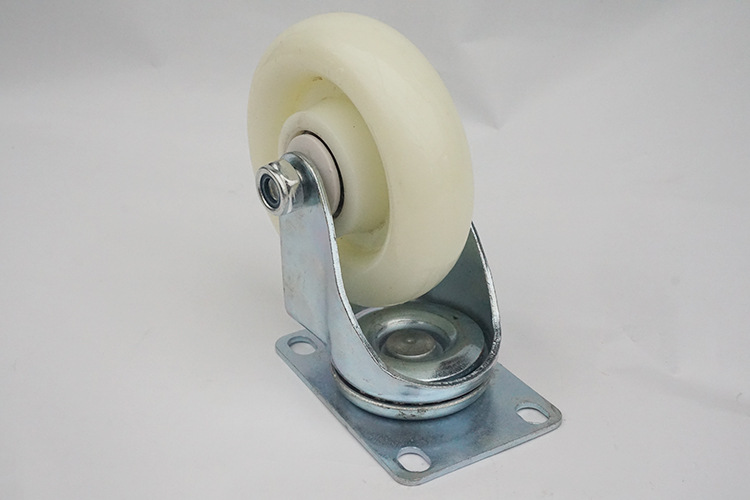 4寸双白尼龙万向轮 供应耐磨尼龙万向脚轮 滚珠双轴承万向脚轮
