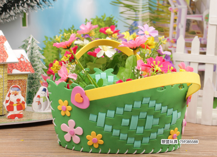 供应信息 玩具 eva编织篮 培养孩子动手能力 儿童diy创意手工花篮