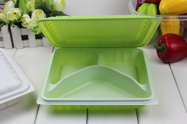 一次性环保快餐盒 一次性三格饭盒 连体送餐盒3格便当盒400个1箱