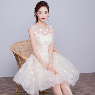 敬酒礼服 香槟色 短款