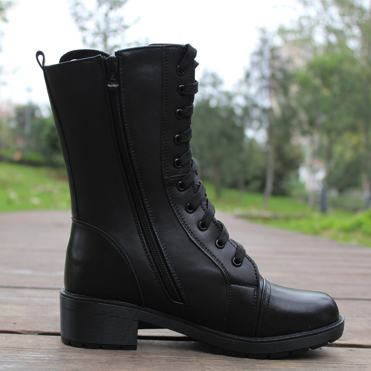 3515强人正品真皮女军靴羊毛靴女士机车