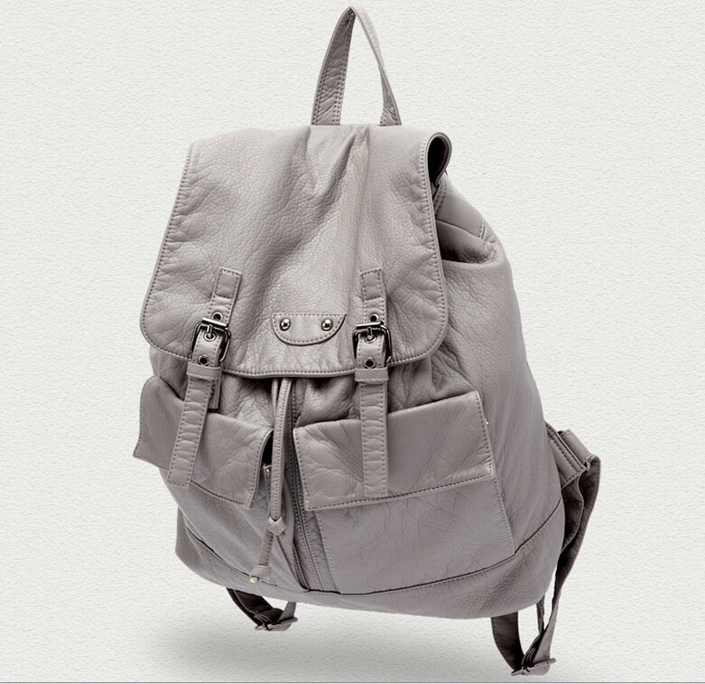 批发韩版新款女双肩背包水洗软皮简约双肩包休闲学院书包工厂发货