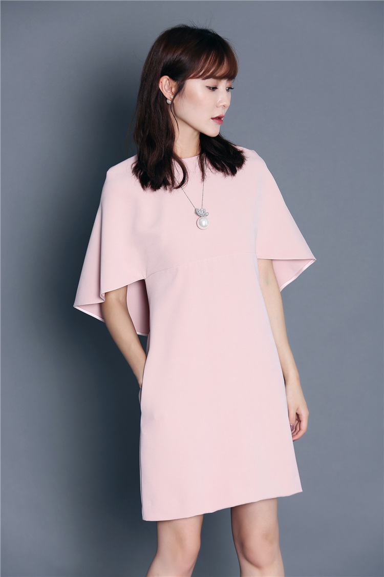 2016夏季新款女装精品连衣裙一件代发名媛修身蝙蝠袖披肩式连衣裙