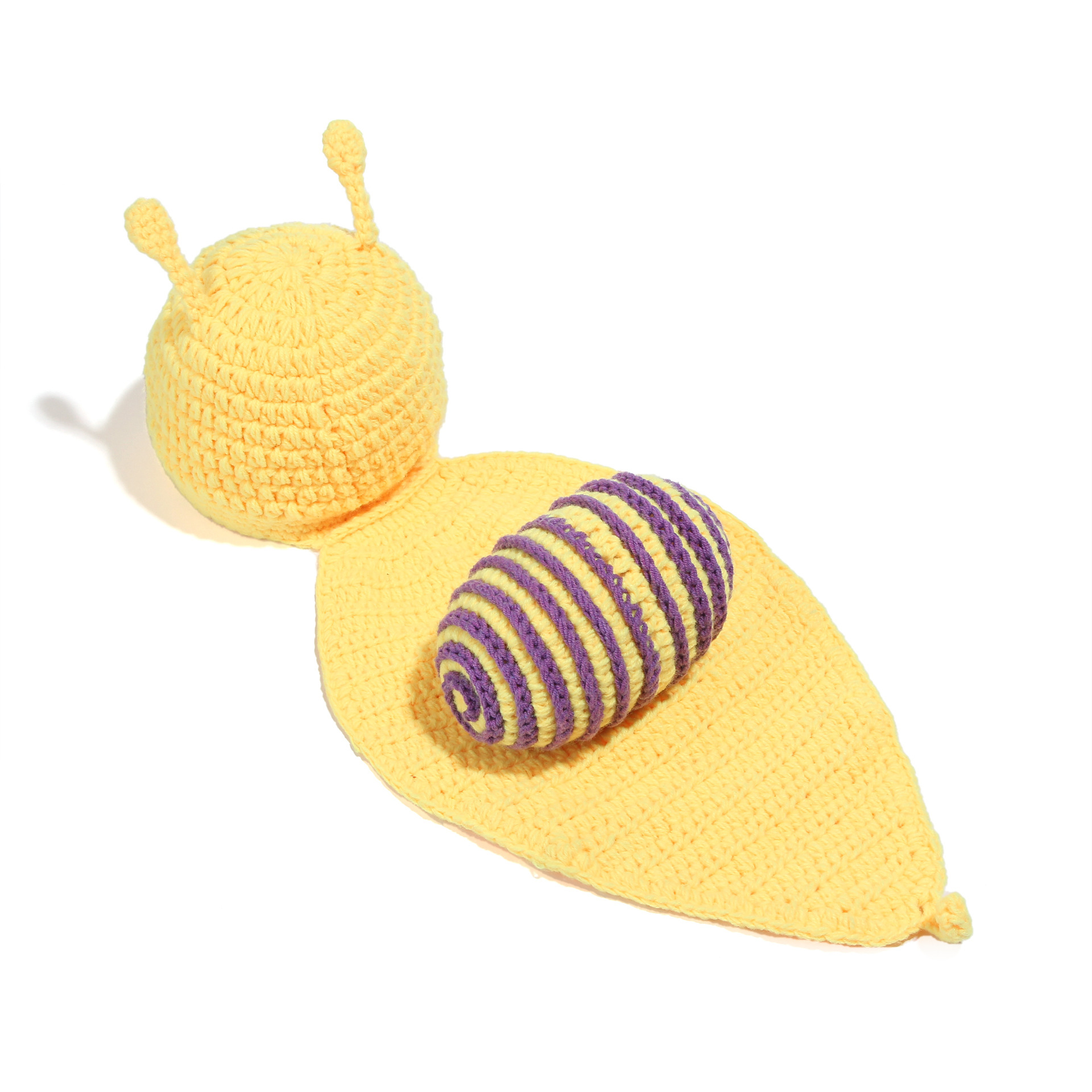 欧美手工钩织宝宝摄影毛线帽百天纪念照蜗牛款式新生儿针织帽