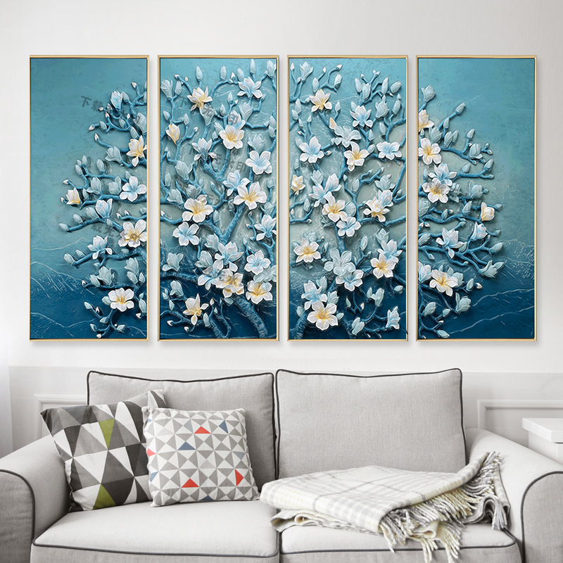 a6183清雅时尚现代风冰晶四联画满钻餐厅客厅钻石画批发 代发