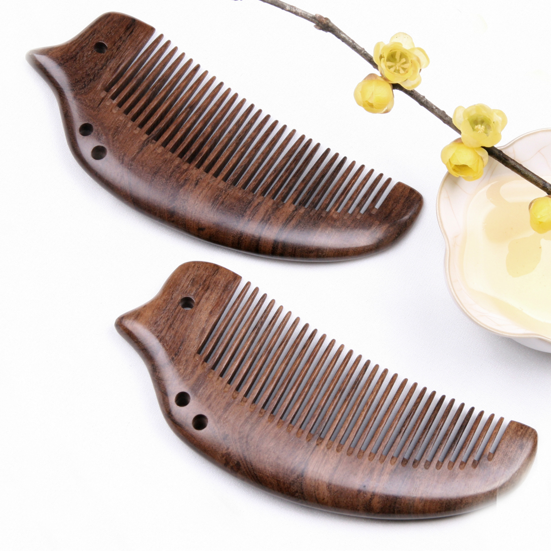 【知木坊】厂家生产供应手工礼品沉贵宝木梳护发梳绿檀木梳子送礼