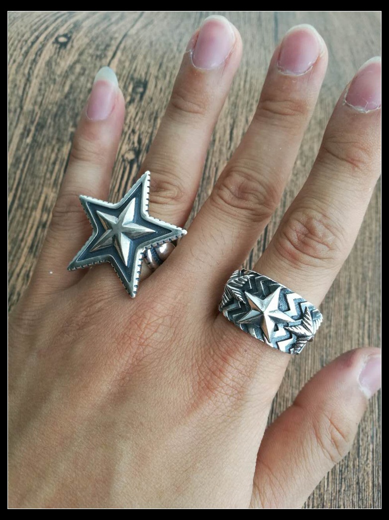 cody sanderson 纳瓦霍原版复刻925银三星星戒指板戒吴亦凡gd同款