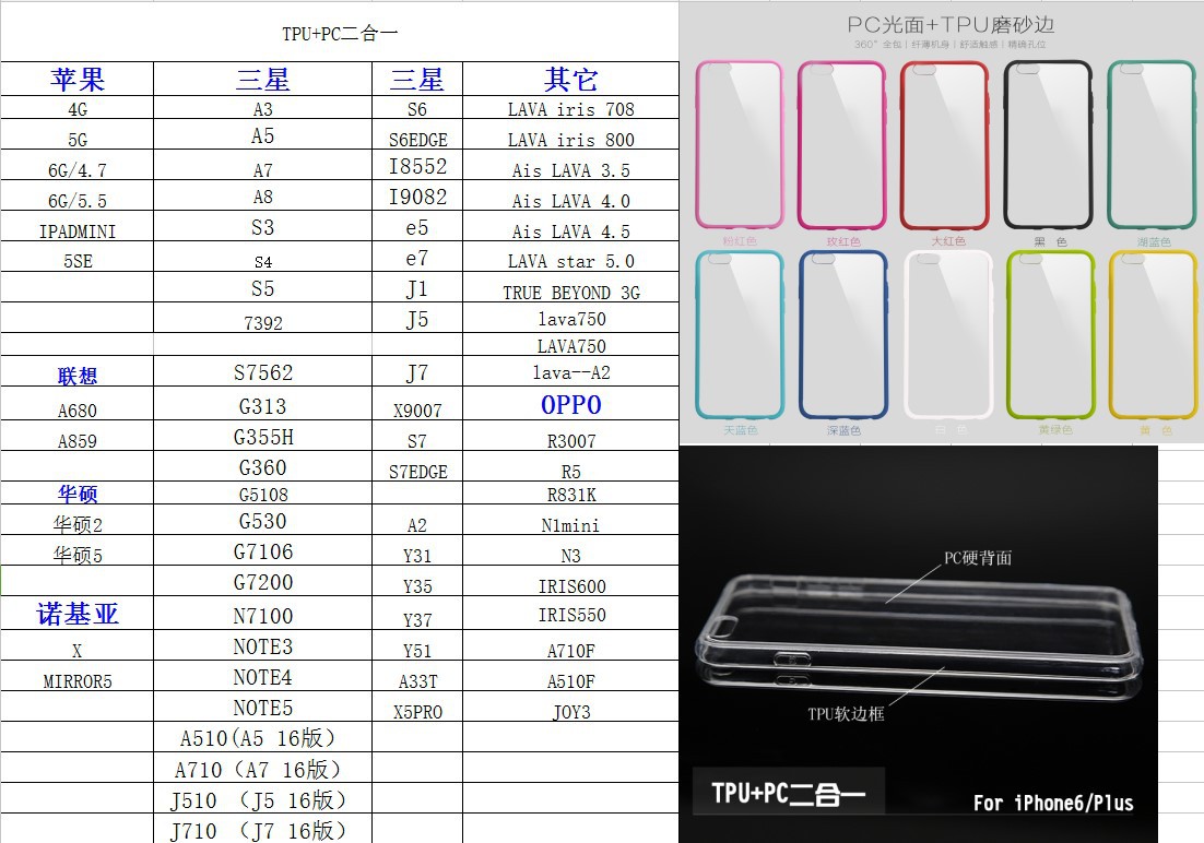 iphone6plus手机壳tpupc二合一透明手机保护壳苹果6s透明素材