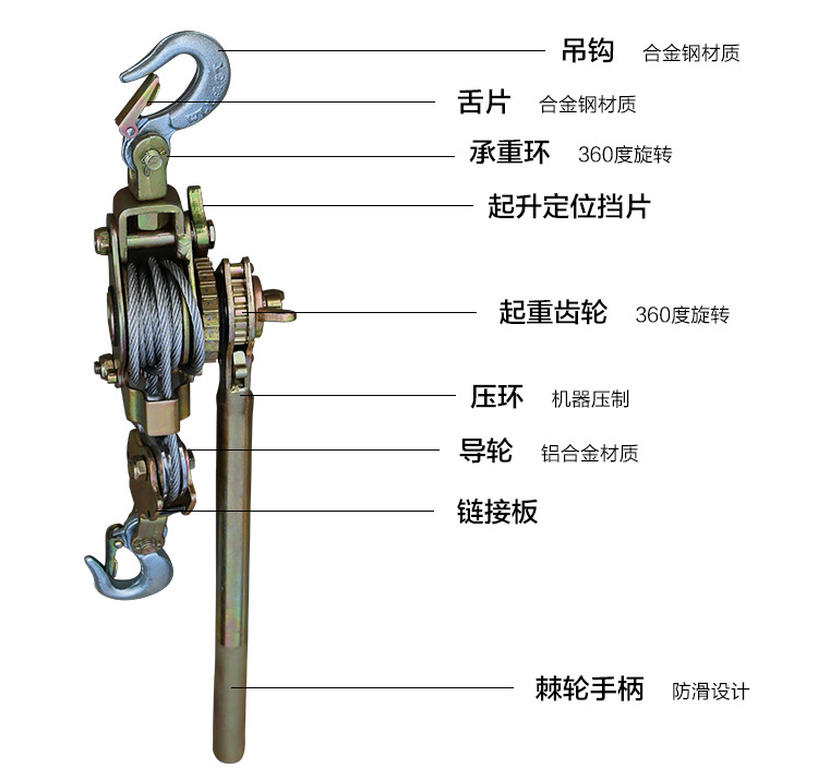 多功能双钩棘轮紧线器钢丝绳拉紧器手动高强度手扳葫芦1t/2t批发