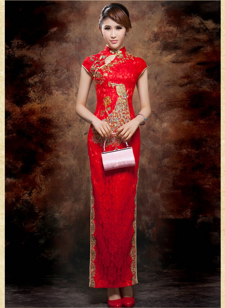 旗袍2022新款春夏季婚礼敬酒服新娘结婚礼服红色中式短袖演出服