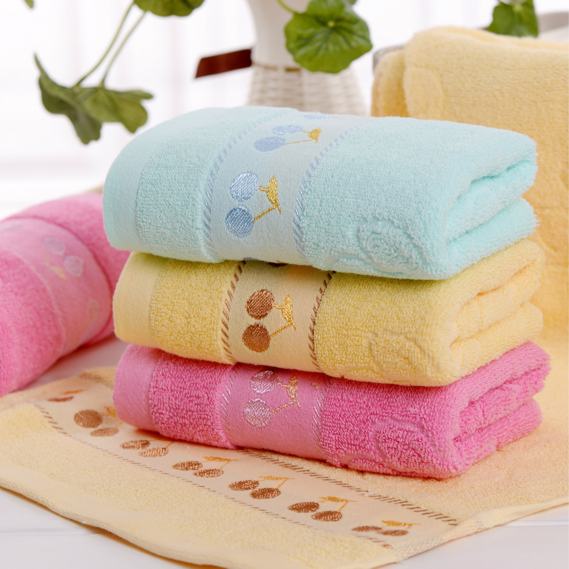 御鼎轩樱桃毛巾 厂家直销纯棉毛巾批发 宣传促销广告礼品