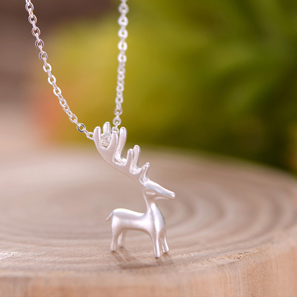 拉丝小鹿麋鹿吊坠女款 时尚韩版创意简约短款锁骨链项饰品代发