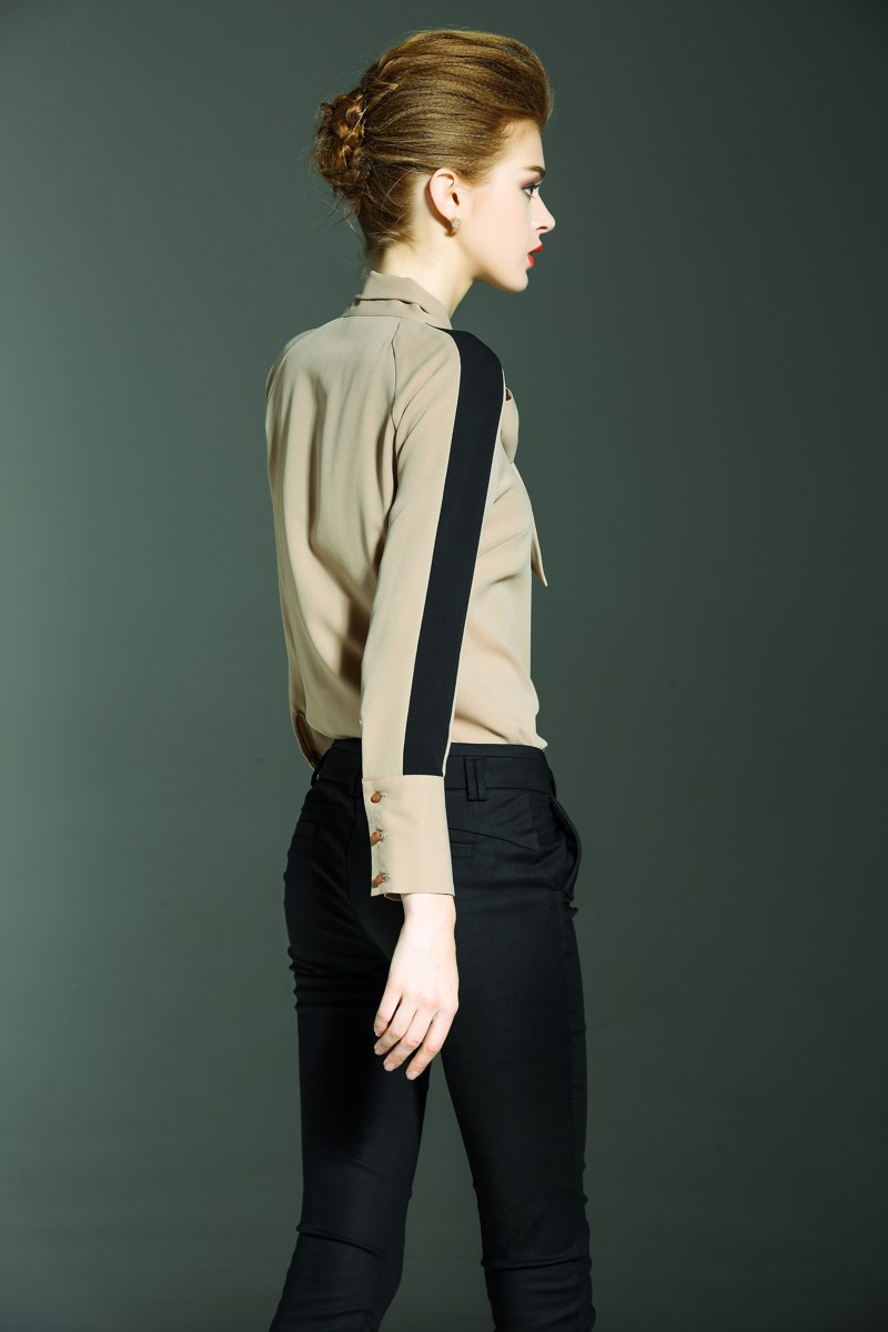 2016秋装新款时尚拼接九分袖上衣气质优