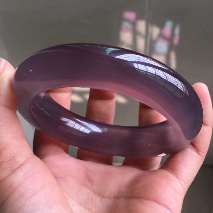 包邮天然原色无优化帝王紫玉手镯 女款葡萄紫玉髓手 环送礼佳品
