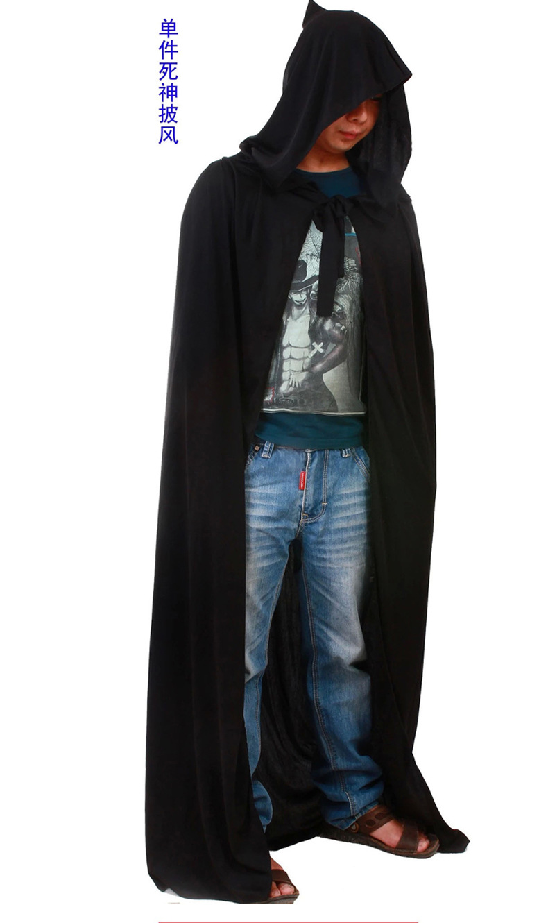 成人万圣节披风服装儿童演出服黑色巫师袍死神斗篷吸血鬼化妆舞会