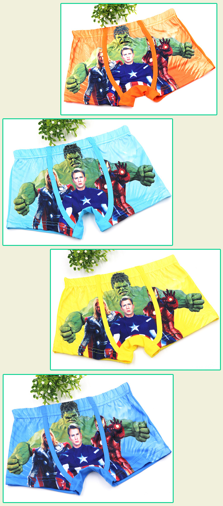 童内裤批发 平脚童内裤 男童美国队长3d