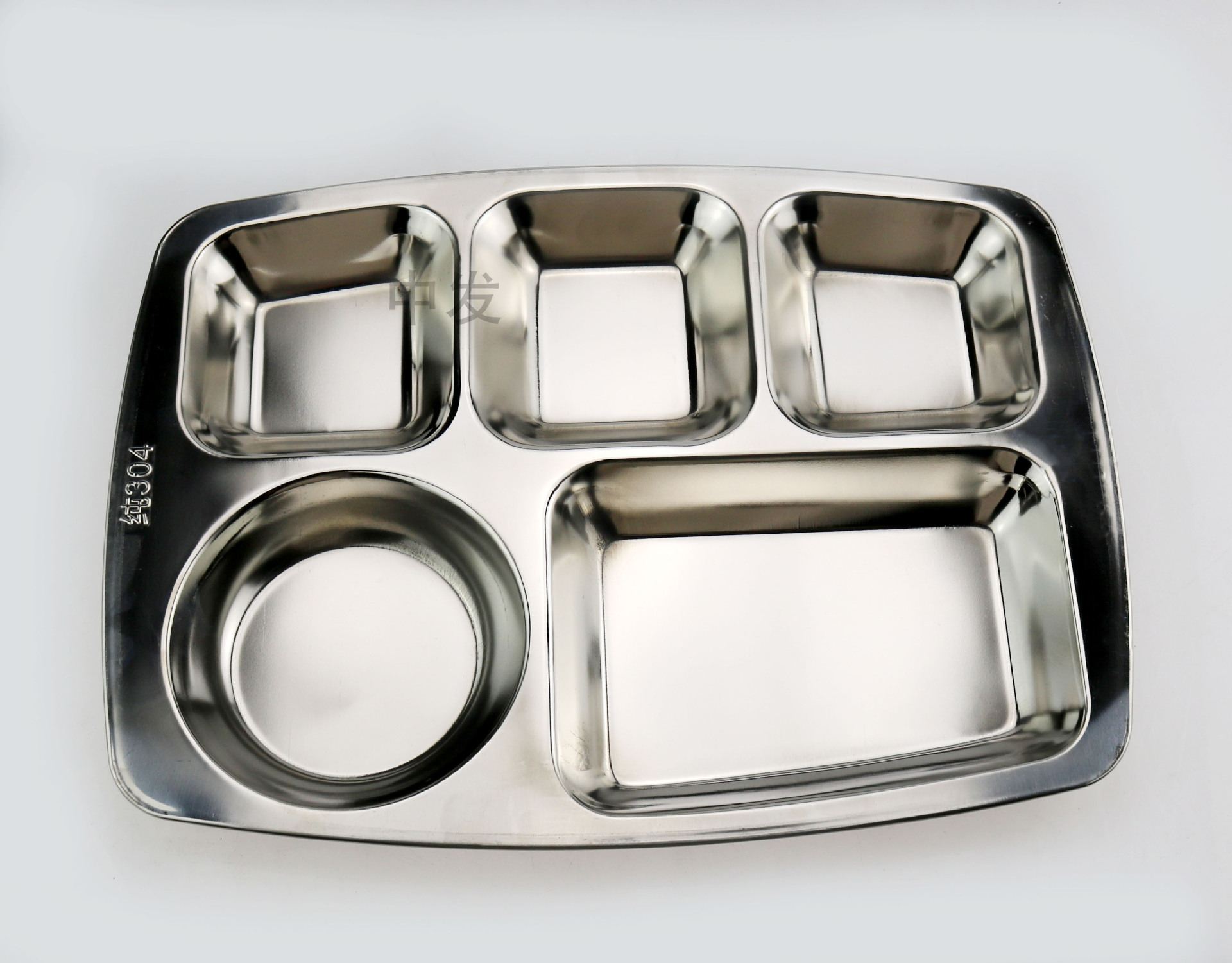 304不锈钢深快餐盘大六格分格托盘餐盘学校幼儿园食堂快餐盘
