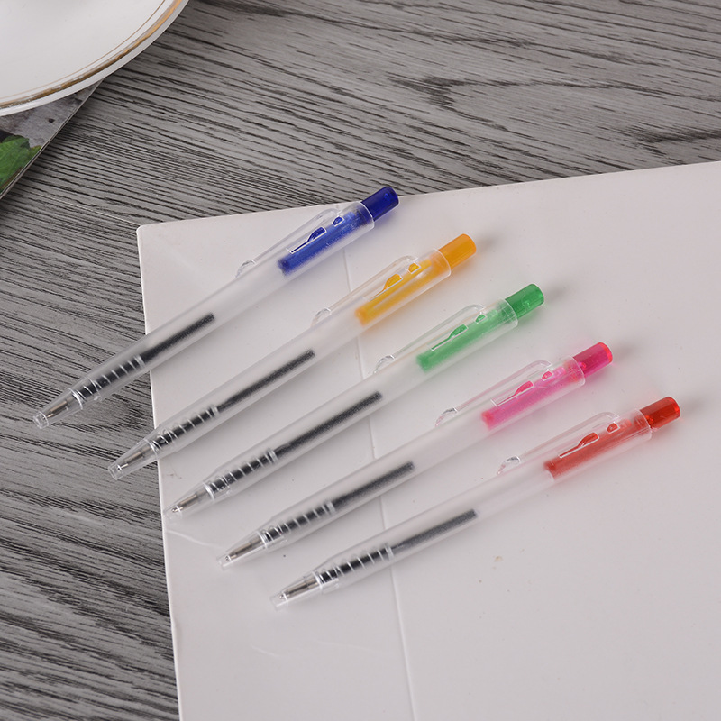 New Plastic Press Transparent Advertising Pen 10.4cm Printable Logo Notebook Matching Ballpoint Pen