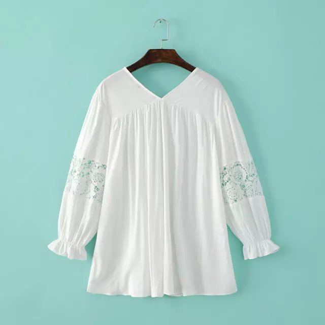 欧洲站2016年春季新款女装蕾丝拼接罩衫t恤syjz0547