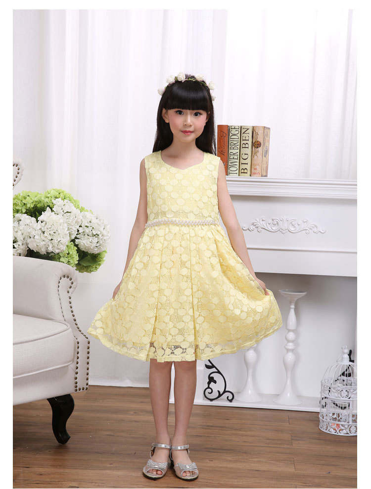 童装新款 韩版夏季爆款女童无袖连衣裙 时尚蕾丝公主裙童装代发