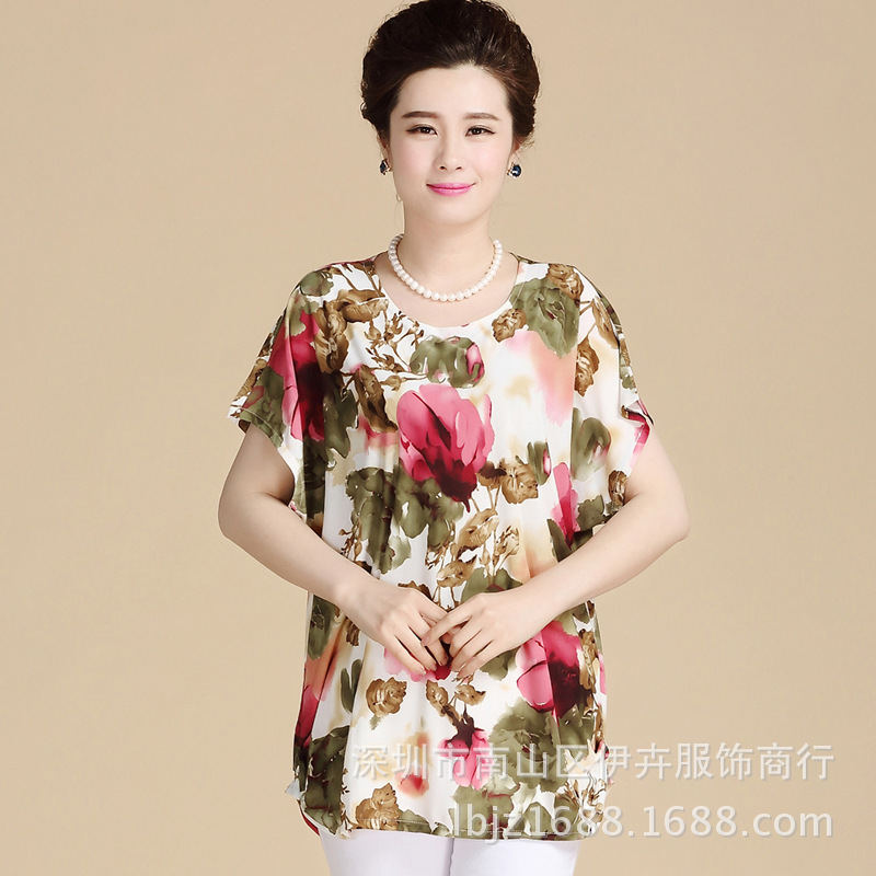 中老年女装夏装大码妈妈装短袖t恤中老年女装阿里巴巴地摊货源