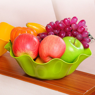 荷叶边水果盘 塑料果盆茶几糖果盘零食盘水果盆客厅干果盘