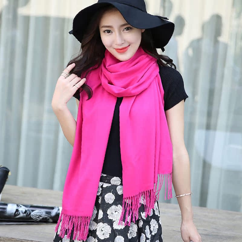 2016爆款秋冬韩版加长加厚时尚经典纯色-围巾丝巾披肩