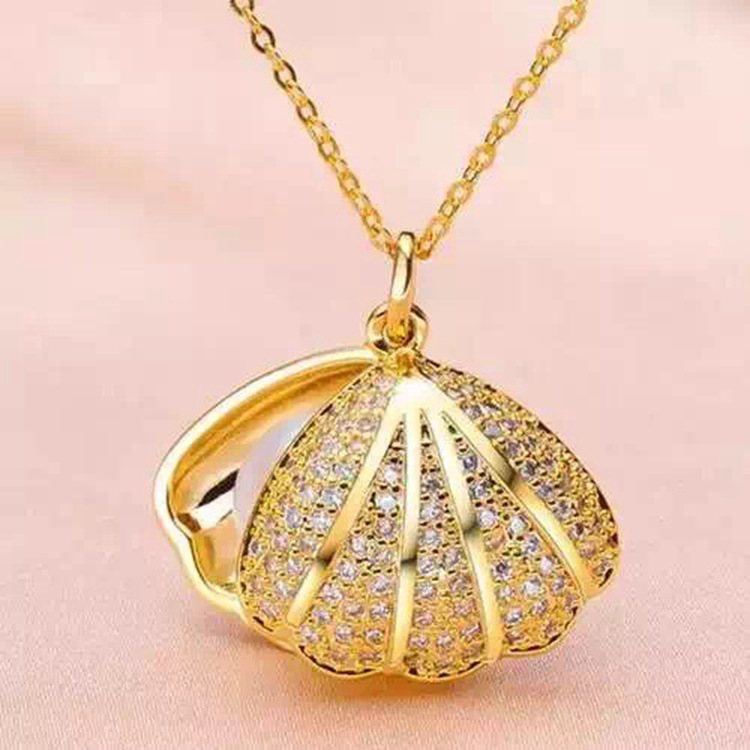 批发镶钻金箔珍珠 贝壳吊坠 黄金镀24k金创意礼品 展销会活动赠品