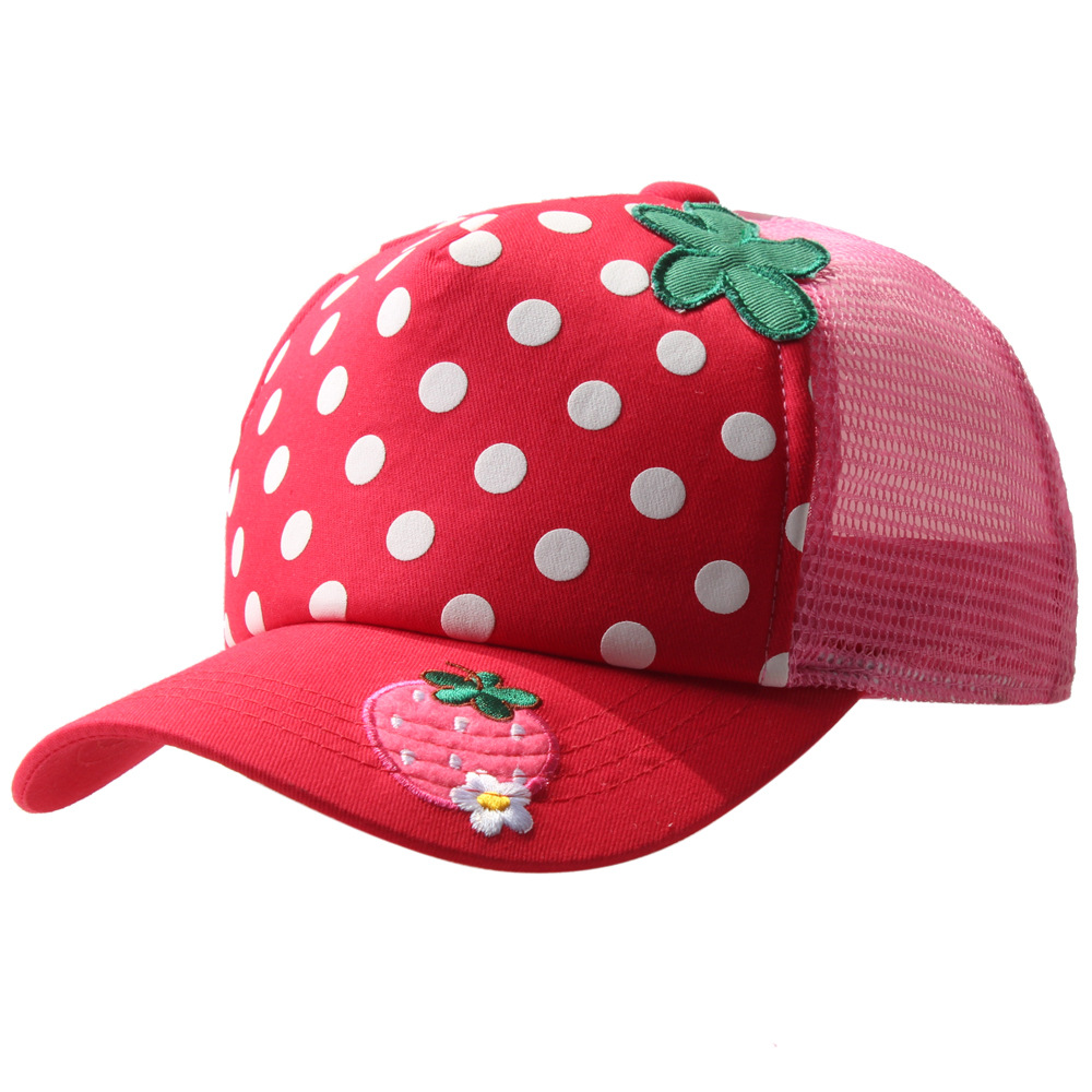清仓 草莓 日本外贸帽子宝宝鸭舌帽太阳帽儿童透气网状夏季棒球帽