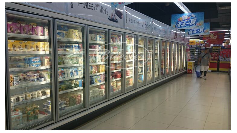 超市立式饮料冷藏玻璃柜 低温多门饮品展示冷柜 风冷无霜