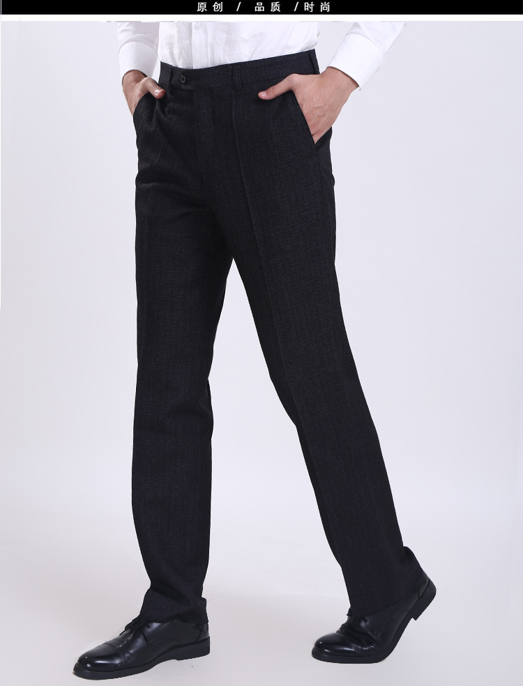 2016秋季新款中老年男裤厚款抗皱免烫休闲裤男式宽松直筒西裤